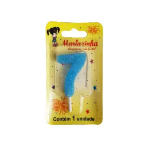 Mariazinha Vela Brilhinho Nº 7 Azul C/10 – Vela Decorativa para Festas e Aniversários