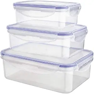 Euro Home - Conjunto com 3 potes Herméticos Retangular Azul - PLA3697-AZ