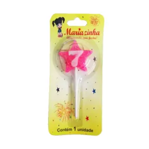 Mariazinha Vela Estrela Nº 7 Rosa C/10 – Vela Decorativa para Festas e Aniversários