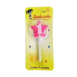 Mariazinha Vela Estrela Nº 1 Rosa C/10 – Vela Decorativa para Festas e Aniversários