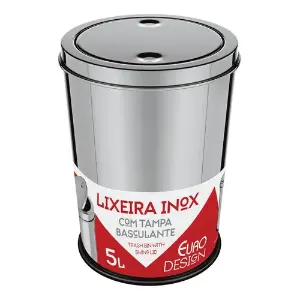 Lixeira Com Tampa Basculante Inox 5L - Euro Home