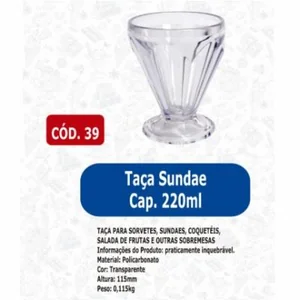 TAÇA SUNDAE CAP 200ML COD 39 COSTA FRIO 
