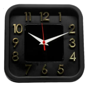 Relogio de Parede Quadrado Sigma Dourado 24 cm CLASSICO PRETO