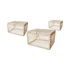 Baú de Palha Natural com Trama Vazada Ref. P4, P5 e P6 - Elis Artesanatos
