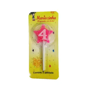 Mariazinha Vela Estrela Nº 4 Rosa C/10 – Vela Decorativa para Festas e Aniversários
