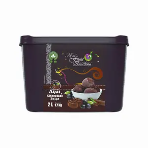Pote 2 litros – 1,7 kg Açaí com Chocolate Belga C/4 un Fruta Brasileira