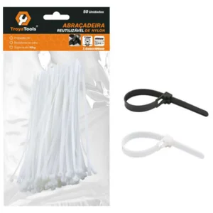 Abraçadeira de Nylon Akash  Reutilizável Imports TRY-0100 – Fixa Cabos e Fios com Resistência e Durabilidade