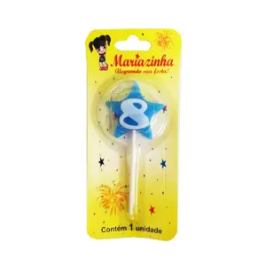 Mariazinha Vela Estrela Nº 8 Azul C/10 – Vela Decorativa para Festas e Aniversários