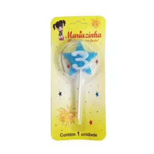 Mariazinha Vela Estrela Nº 3 Azul C/10 – Vela Decorativa para Festas e Aniversários