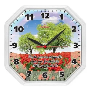 Relógio De Parede Oitavado Gama BRANCO - Biblico Filipenses  - Plashome