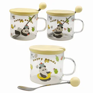 Xícara de Vidro Lila Home LH219 com Tampa e Colher – Prática e Elegante para Café e Chá