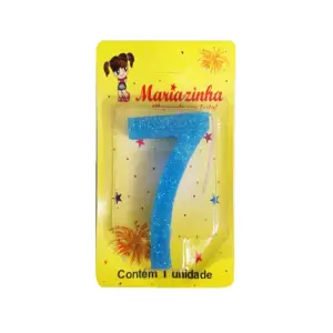 Mariazinha Vela Super Brilho Nº 7 Azul C/10 – Vela Decorativa para Festas e Aniversários