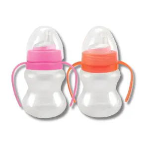 Copo Cristal Relevo com Alça e Bico Silicone Antivazamento 240ml