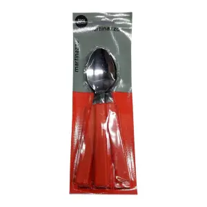 Jogo Colher de Mesa 3 Peças Cabo Plástico Vermelho Opa Cartela MARTINAZZO Ref. 65320/8 – Resistente e Prático para o Dia a Dia