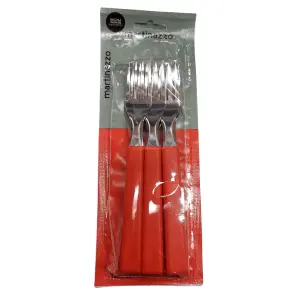 Jogo de Garfos de Mesa 6 Peças Cabo Vermelho MARTINAZZO Ref. 65610/8 – Resistente e Prático para o Dia a Dia