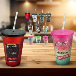 Copo 550ml Sem Canudo Plásticos Ideal – Prático, Resistente e Perfeito para o Dia a Dia