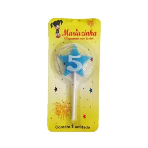 Mariazinha Vela Estrela Nº 5 Azul C/10 – Vela Decorativa para Festas e Aniversários