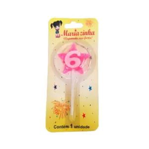 Mariazinha Vela Estrela Nº 6 Rosa C/10 – Vela Decorativa para Festas e Aniversários