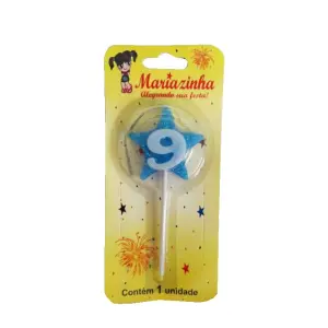 Mariazinha Vela Estrela Nº 9 Azul C/10 – Vela Decorativa para Festas e Aniversários