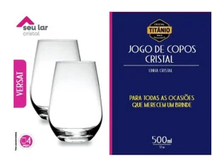 COPO DE CRISTAL ÁGUA 500ML KIT C/4 SEU LAR