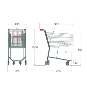 Carrinho de Supermercado 130 litros com porta-bebê Modelo: L504.02