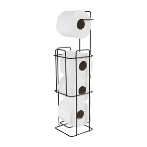 Suporte Para Papel Higiênico de Chão Preto Linha Banho Azzo