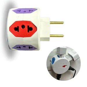 Adaptador Benjamim Redondo 6 Tomadas Com Fusível 