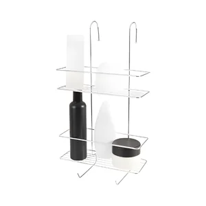 Suporte para Shampoo de Box com Gancho Móvel Níquel Linha Banho Azzo