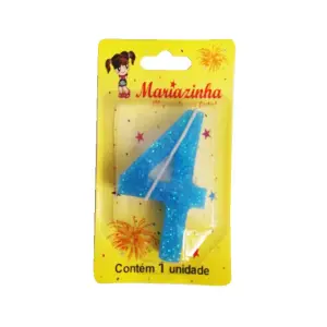 Mariazinha Vela Super Brilho Nº 4 Azul C/10 – Vela Decorativa para Festas e Aniversários