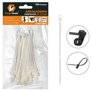 Abraçadeira de Nylon com Olhal Akash Imports TRY-0139 – Fixa Cabos e Fios com Resistência e Durabilidade