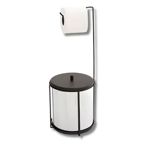 Suporte Para Papel Higiênico com Lixeira 6,3L Preto Linha Banheiro Azzo