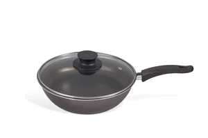 Frigideira Preta wok com tampa de vidro Linha Fogão Maxiflon