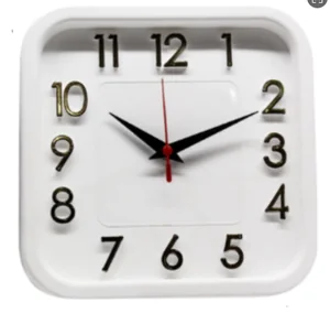 Relogio de Parede Quadrado Sigma Dourado 24 cm CLASSICO BRANCO