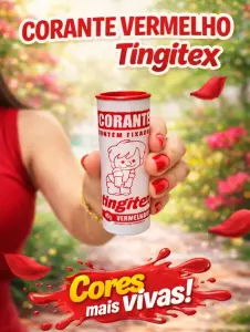 Corante para tingir e renovar roupas e tecidos vermelho tingitex 45g 1u