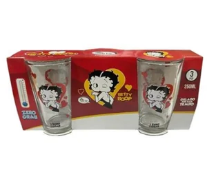 COPO DE VIDRO BETTY BOOP 250 ML KIT C/3 SEU  LAR
