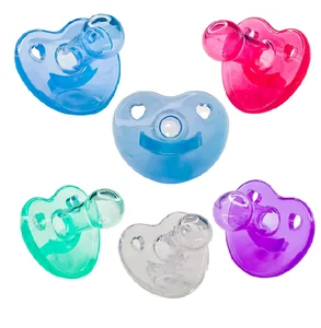 Chupeta 100% silicone redonda Ref.: 0128-RS Azul, rosa, roxo, verde e cristal