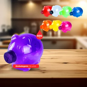 Cofre Pig Plásticos Ideal – Cofrinho Divertido e Resistente para Guardar Moedas e Economias
