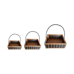 Cesta Quadrada de Sintético Argila, Banana e Marrom Ref. S36, S37, S38 - Elis Artesanatos