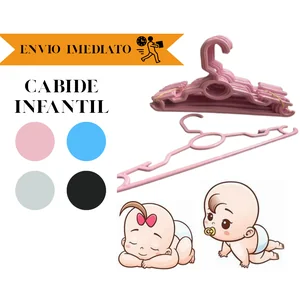  Cabide Infantil Plástico Para Roupa Bebê e Criança 