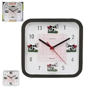 Relógio de Parede Quadrado Vaquinha 22cm - Preto - Nativo