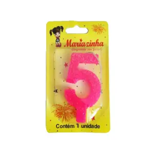 Mariazinha Vela Super Brilho Nº 5 Rosa C/10 – Vela Decorativa para Festas e Aniversários