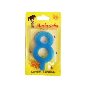 Mariazinha Vela Super Brilho Nº 8 Azul C/10 – Vela Decorativa para Festas e Aniversários