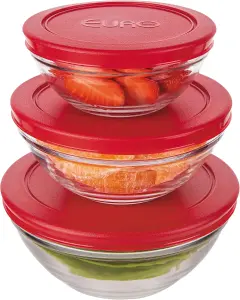 Conjunto com 3 Potes de Vidro Redondos Euro Home VDR7093-VM | com Tampa Plástica