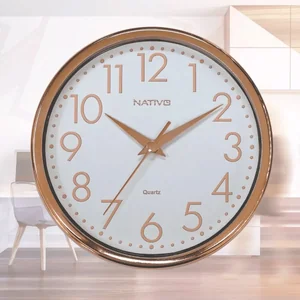 Relógio De Parede Rose Gold Nativo - Decorativo Moderno Ponteiro (Branco)