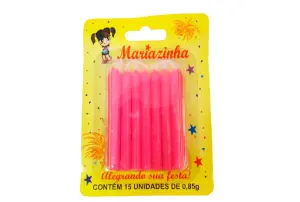 Mariazinha Vela Palito Rosa C/15 Un – Vela Decorativa para Festas e Aniversários