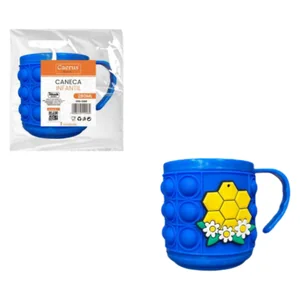 Caneca Infantil 280 ml Akash Imports CRS-2268 Plástica Colorida e Resistente para Crianças
