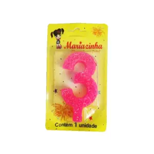 Mariazinha Vela Super Brilho Nº 3 Rosa C/10 – Vela Decorativa para Festas e Aniversários