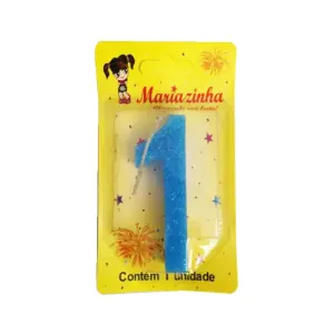 Mariazinha Vela Super Brilho Nº 1 Azul C/10 – Vela Decorativa para Festas e Aniversários