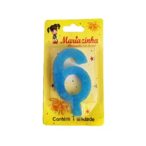 Mariazinha Vela Super Brilho Nº 6 Azul C/10 – Vela Decorativa para Festas e Aniversários