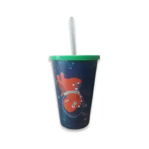 Copo Canudo Dino Kids 550 ml Ref. 5032 Plásticos Ideal – Diversão e Praticidade para as Crianças